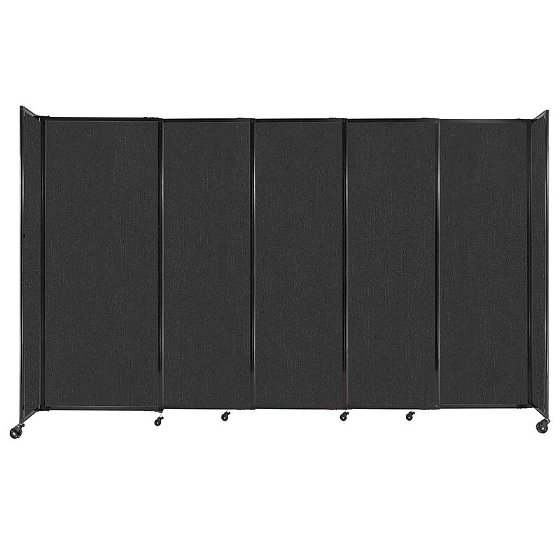 Versare ShieldWall Folding Mobile Room Divider, 82"H x 135"W, Black Fabric (DS1911102-1) image 1