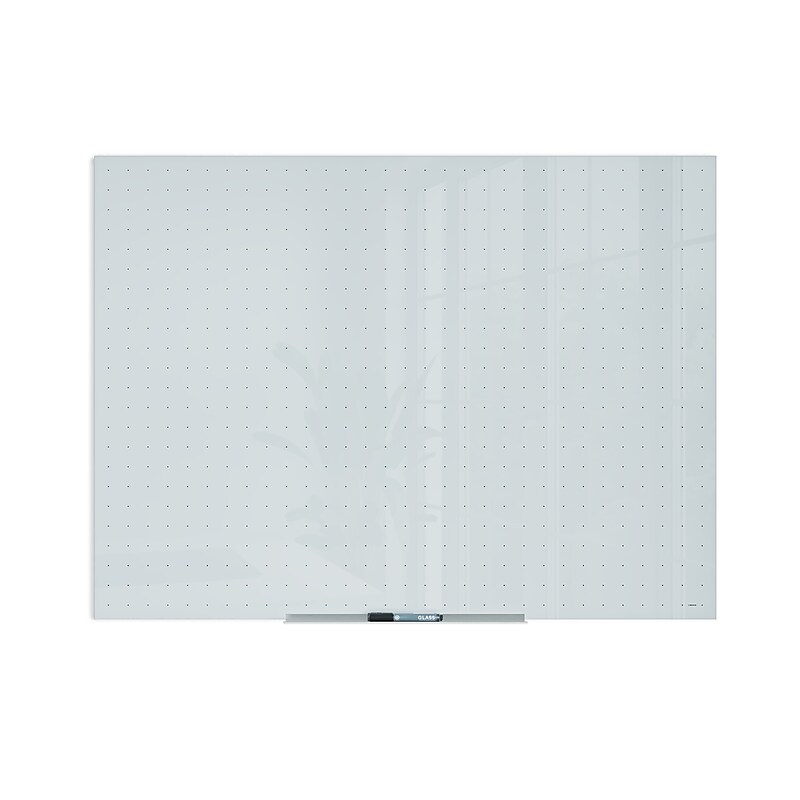 U Brands Floating Glass Ghost Grid Dry Erase Board, Frameless, 4' x 3' (2799U00-01) image 1