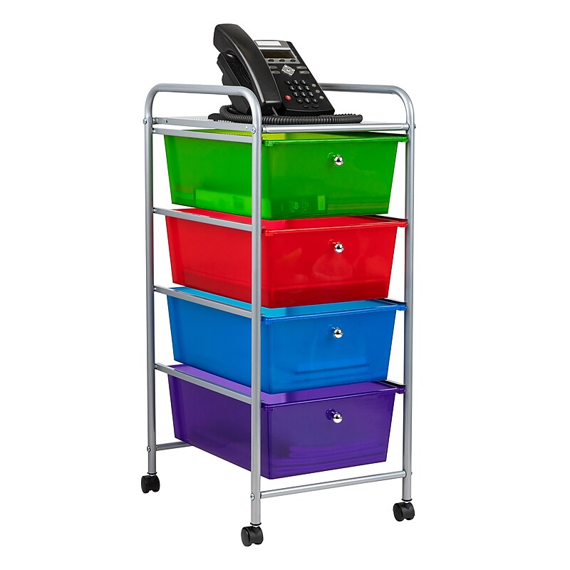Mind Reader 4-Drawer Storage Utility Cart, Metal/Plastic, Multicolored (4DPTROLL-ASST) image 1
