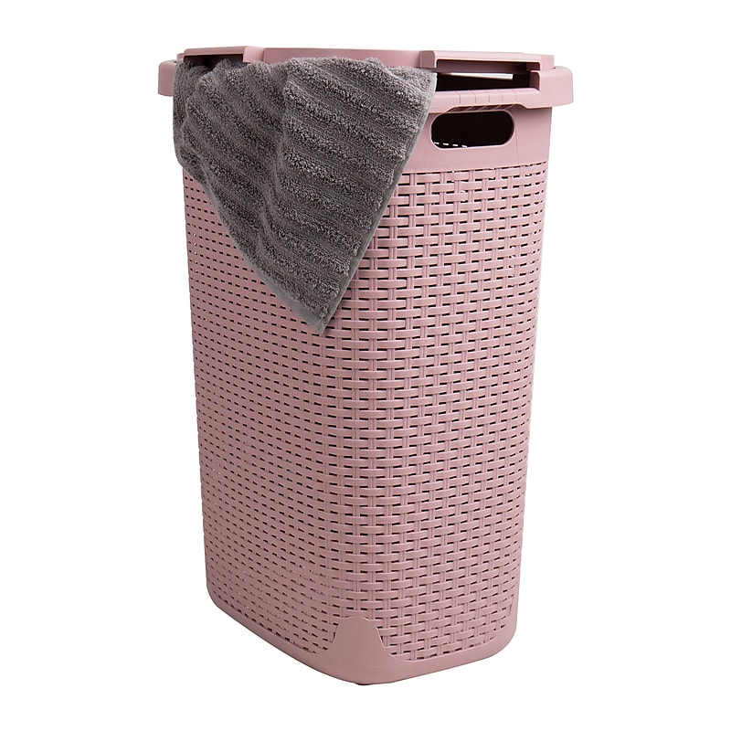 Mind Reader 15.85-Gallon Laundry Hamper with Lid, Plastic, Pink (60HAMP-PNK) image 1