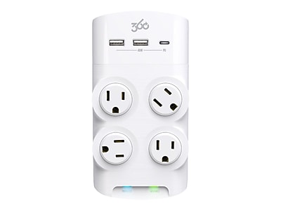 360 Electrical Revolve45 4-Outlet 3-USB Port Surge Protector, White (3E0771-WHT6NA) Simolary simolary.com