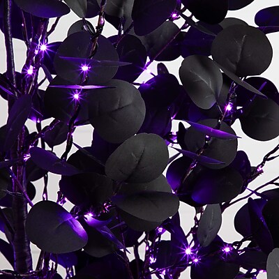 Nearly Natural Pre-Lit Artificial Halloween Black Eucalyptus Tree - Thumbnail 4