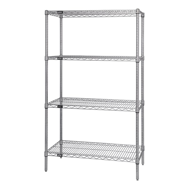 Quantum Storage Systems 4-Shelf Adjustable Open Wire Shelving Starter Units, 74" x 60" x 24", Silver (WR74-2460C) image 1