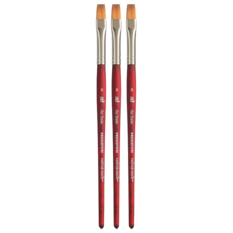Princeton Velvetouch Mixed Media Synthetic Flat Shader Brush, 3/Pack (PBXP3950FS8-3) image 1