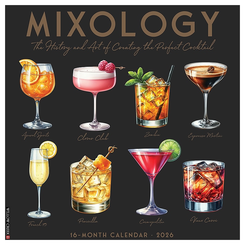 2026 Willow Creek Mixology 12" x 12" Monthly Wall Calendar (55960) image 1