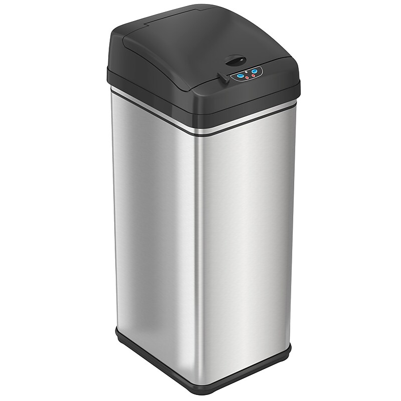 iTouchless Stainless Steel Sensor Trash Can, 13 Gallon, Silver (DZT13) image 1
