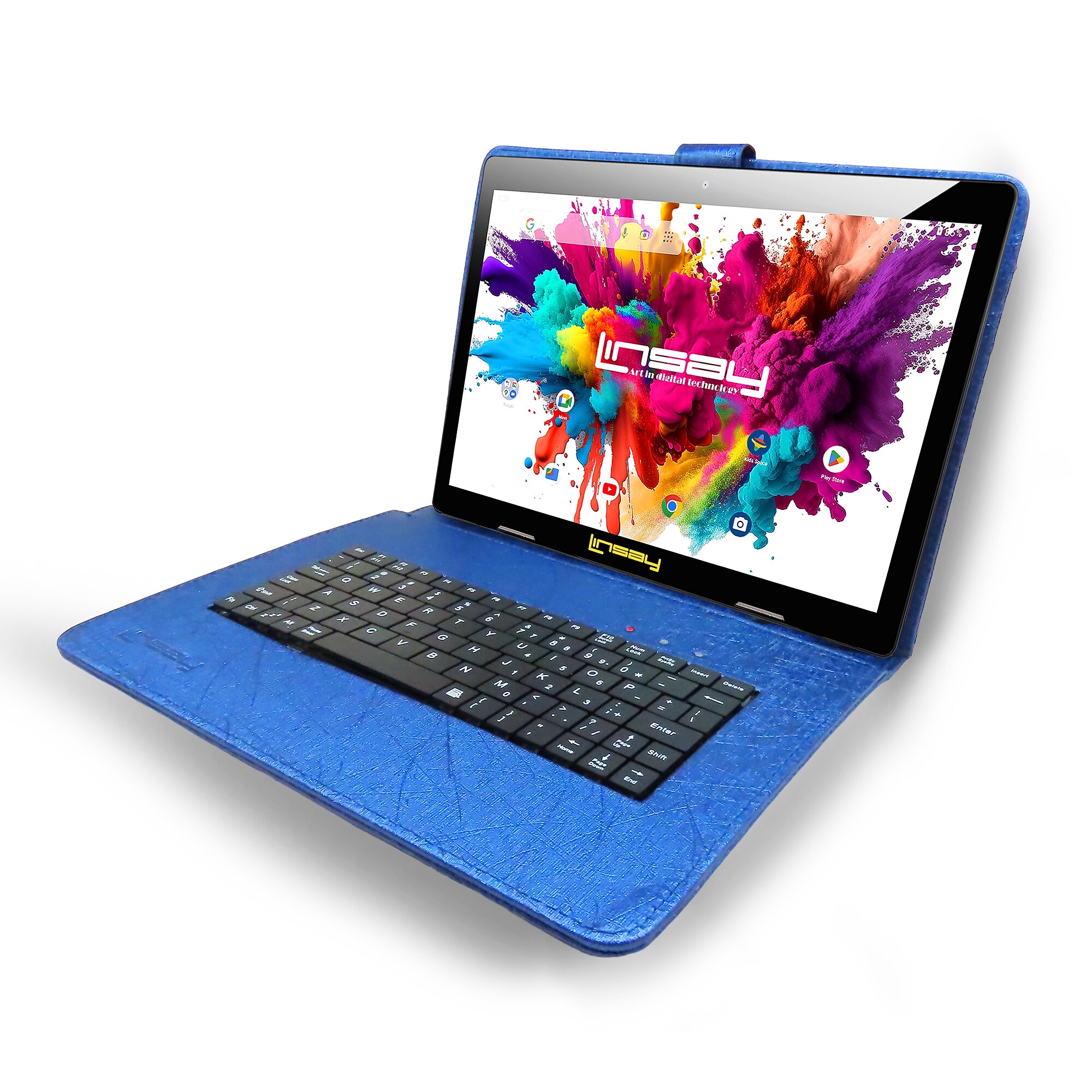 Linsay Octa Core 10.1″ Tablet, 128GB Storage, Android 15, Bundled with Blue Keyboard Case, Briefcase, and Stylus Pen Sansujyuku sansujyuku.com