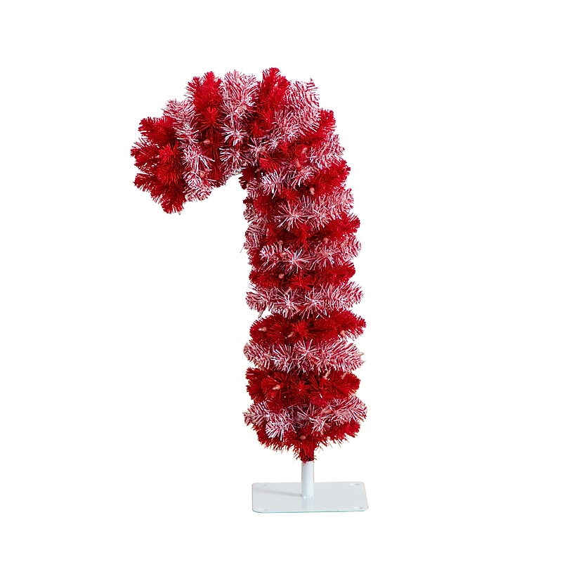 Nearly Natural 30-in Pre-Lit Artificial Candy Cane Christmas Tree with 100 Micro LED Lights (T4702) image 1