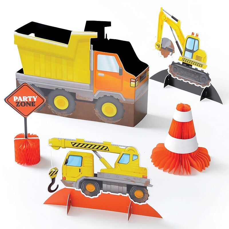 Party City Construction Party Tabletop Decorating Kit, Multicolored, 5/Pack (AM287976-PC) image 1