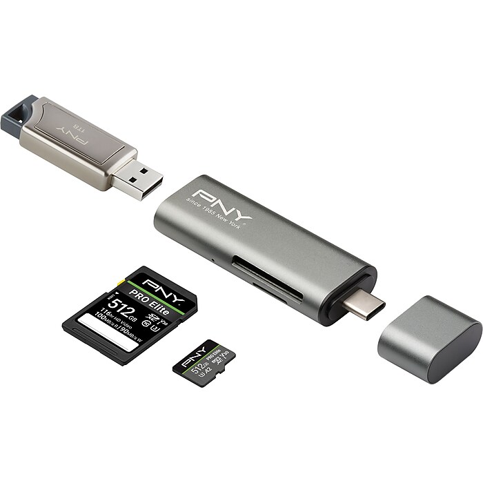 PNY USB 3.1 Gen 1 Type-C to SD Card Reader and Adapter, 2-Slot (P