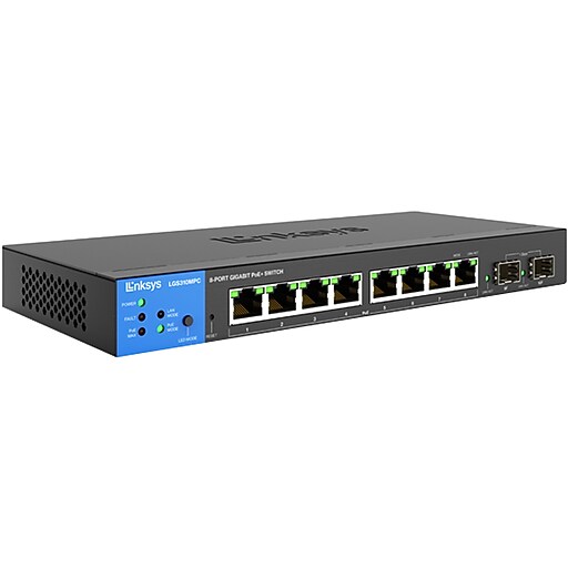 Linksys 8Port Gigabit Managed Switch, Black (LGS310MPC) Staples