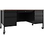 Hirsh 60"W Double-Pedestal Mobile Teacher's Desk, Black/Walnut (22648)~#|#~3CC792FA-59B3-457E-B779248A0CBC5D3E_sc7