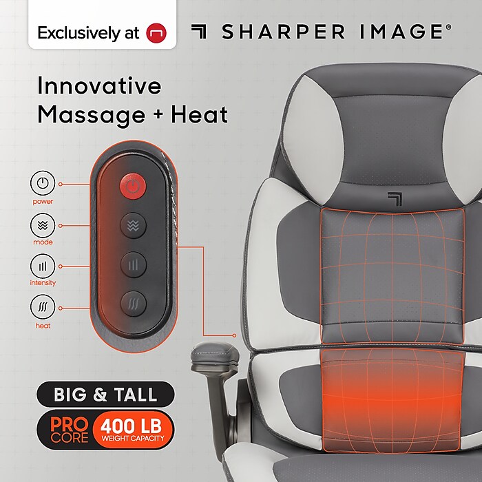 Sharper Image S-950 Heated Ergonomic Faux Leather Swivel Executive