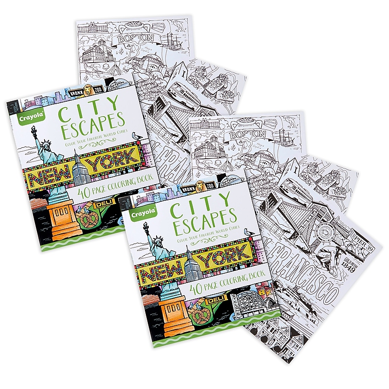 Crayola City Escapes Adult Coloring Book, 40 Pages, 2/Bundle (BIN040307-2) image 1
