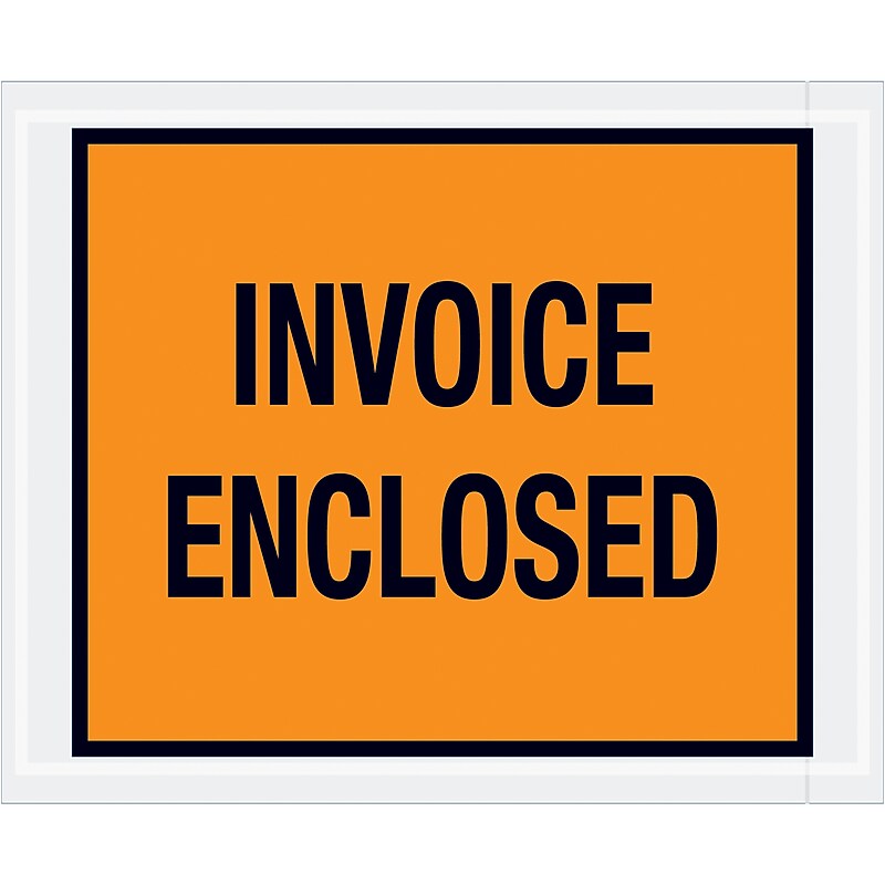"Invoice Enclosed" Packing List Envelope, 5.5" x 4.5", Orange, 1000/Carton (PL17) image 1