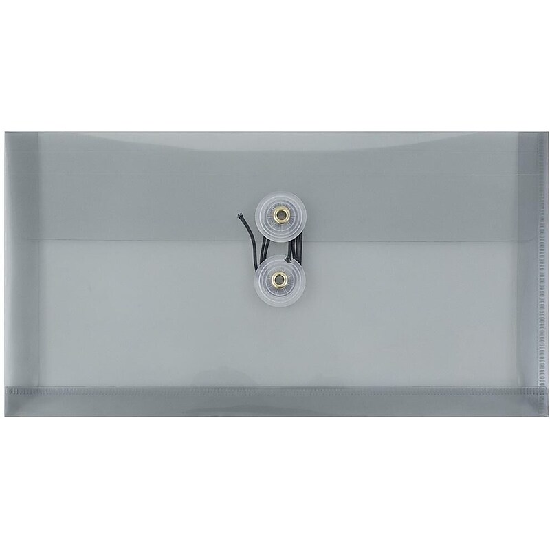 JAM Paper Premium Plastic Filing Envelope with Button & String Closure, 5 1/4" x 10", Gray, 3/Pack (921B1SMX3) image 1