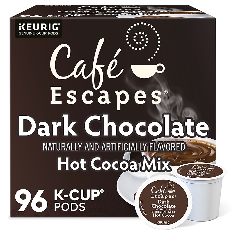 Cafe Escapes Dark Chocolate Hot Cocoa, Keurig® K-Cup® Pods, 96/Carton (6802CT) image 1