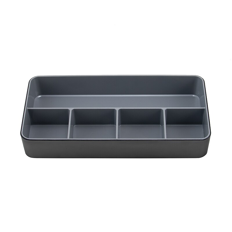 Advantus Fusion 5 Compartment Desk Tray, Black and Gray, Each (37682) image 1