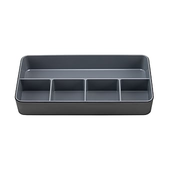 Advantus Fusion 5 Compartment Desk Tray, Black and Gray, Each (37682)