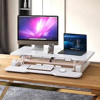 Mount-It! Electric Rectangular Adjustable Standing Desk Converter - Thumbnail 4
