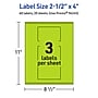 Avery Printable Rectangle Multipurpose Labels, 2.5" x 4", Bright Green, 60/Pack (94245)~#|#~3D09175B-4323-4B03-8188BB03208A37A0_sc7