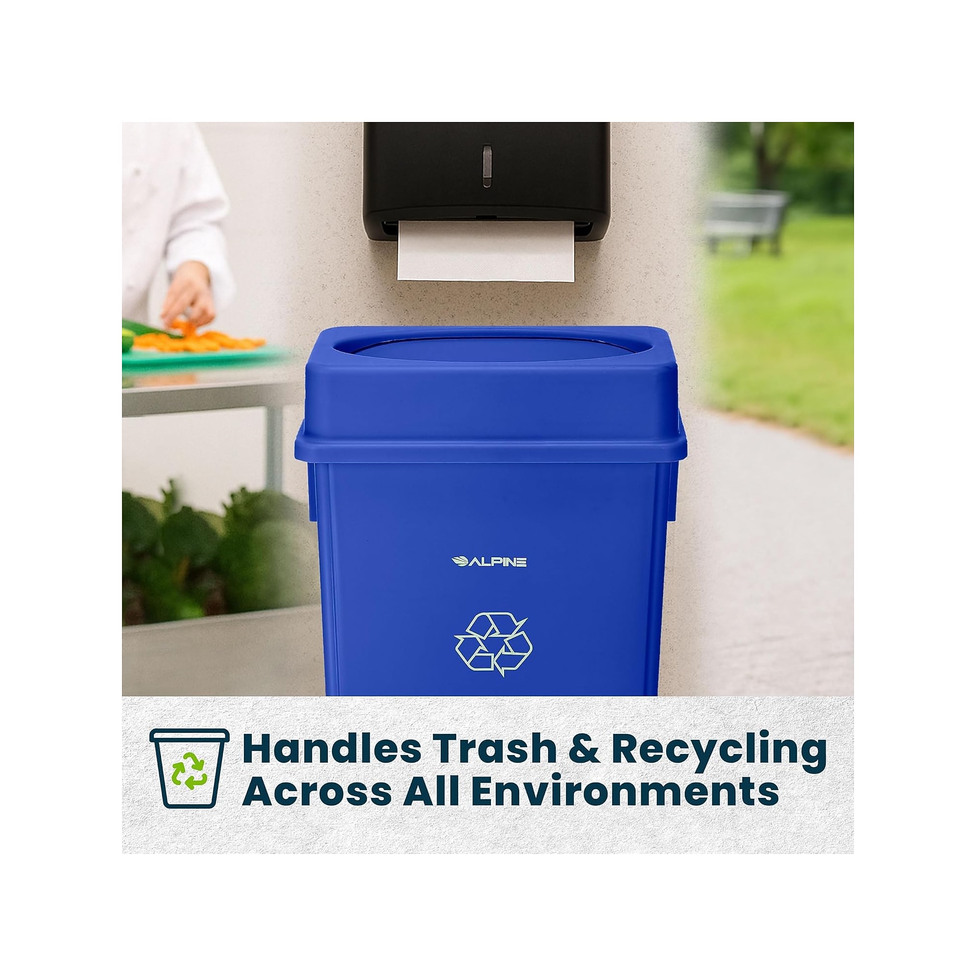 Alpine Industries Polypropylene Recycling Bin, 23 Gallon, Blue, 2/Pack (ALP477-R-BLU-PKG1-2) Sansujyuku sansujyuku.com