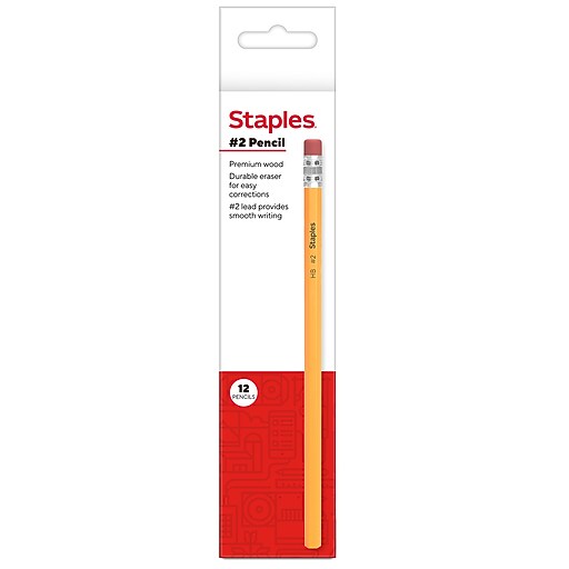 Staples Wooden Pencils, #2 Lead, Classic Writing Pencils for School, Testing & Office Use