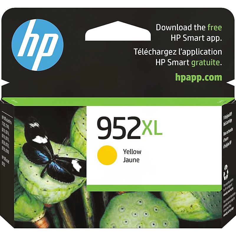 HP 952XL Yellow High Yield Ink Cartridge, Prints Up to 1,450 Pages (L0S67AN#140) image 1