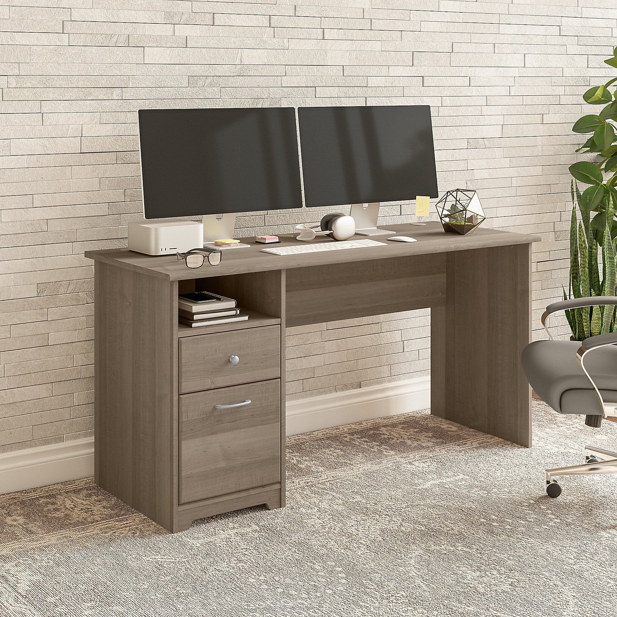 Bush Furniture Cabot 60″W Computer Desk with Drawers, Ash Gray (WC31260) Sansujyuku sansujyuku.com