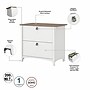 Bush Furniture Salinas 60" L-Shaped Desk with Hutch, File Cabinet and 5-Shelf Bookcase, Shiplap Gray/Pure White (SAL007G2W)~#|#~3D1D9492-C24D-40F8-81F3FFA0854AC51C_sc7
