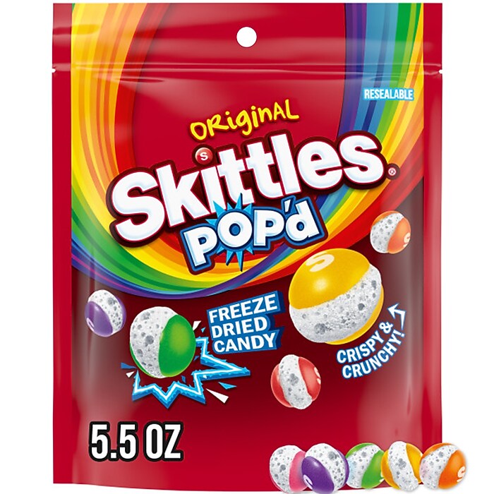 SKITTLES POP'd Originals Freeze Dried Candy, Assorted Flavors, 5.5