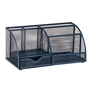 Staples 7-Compartment Metal Mesh Desk Organizer, Navy Blue