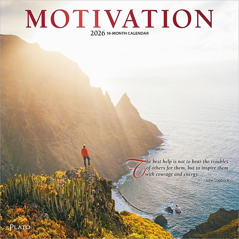 2026 Plato Motivation 12" x 12" Monthly Wall Calendar (9798330706709) image 1