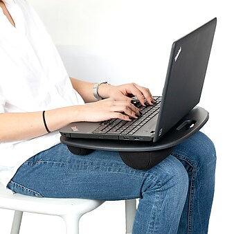 Mind Reader Analog Laptop Desk with Pillows and Handle, Black (LPTPDSK-BLK)
