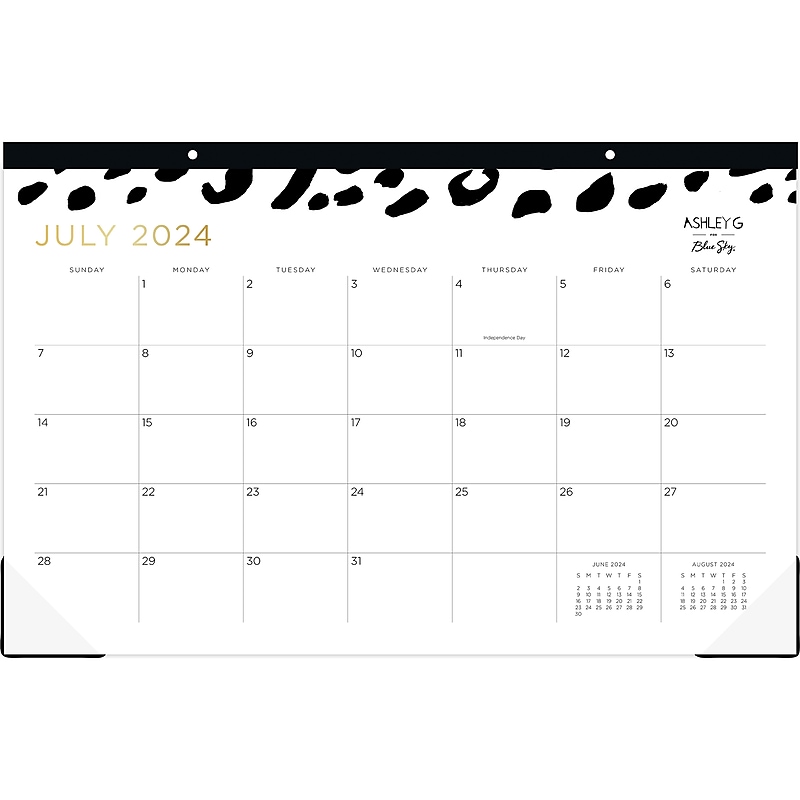 2024-2025 Blue Sky Ashley G Leopard Black 17" x 11" Academic Monthly Desk Pad Calendar, White/Black (149048-A25) image 1