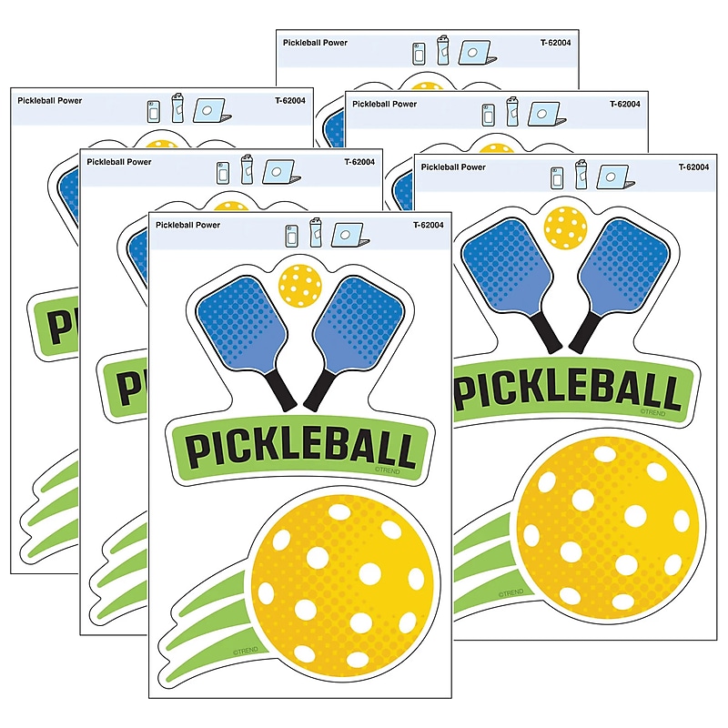 Trend Enterprises Pickleball Power Vinyl Stickers, Multicolored, 2/Pack, 6/Packs/Bundle (T-62004-6) image 1