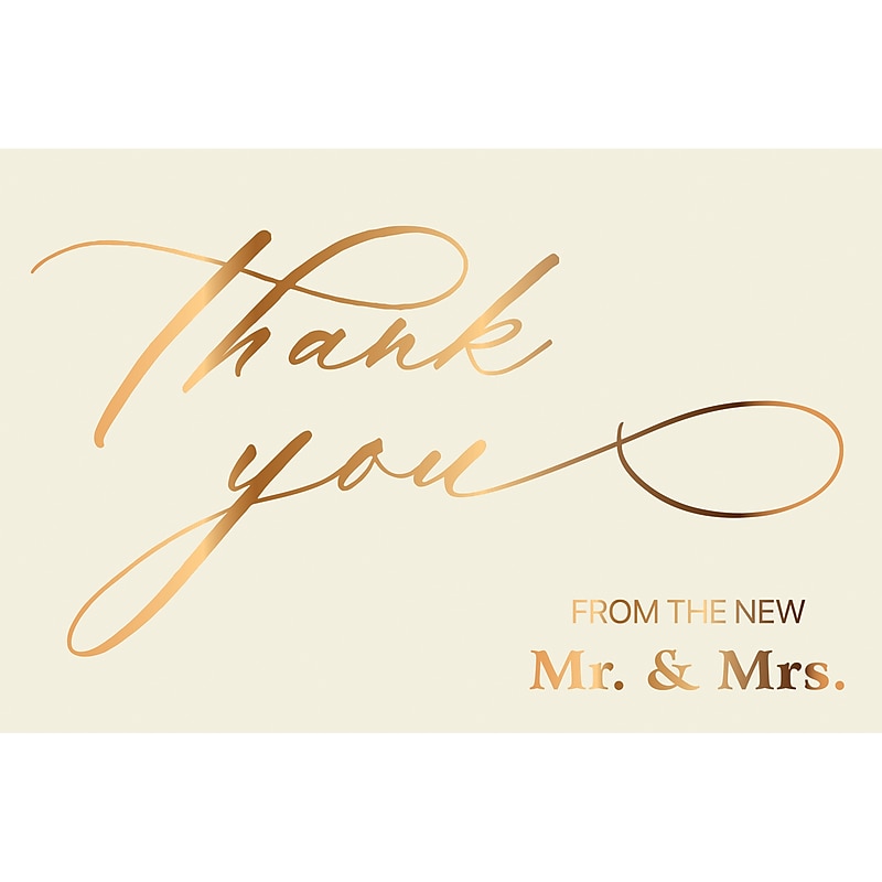 Better Office Wedding Thank You Cards with Envelopes, 4" x 6", Ivory/Metallic Gold, 50/Pack (64644-50PK) image 1
