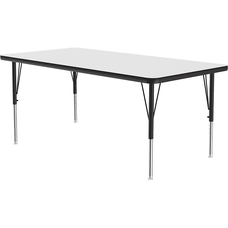 Correll Rectangular Activity Table, 48" x 30", Height-Adjustable, Frosty White/Black (A3048DE-REC-80) image 1