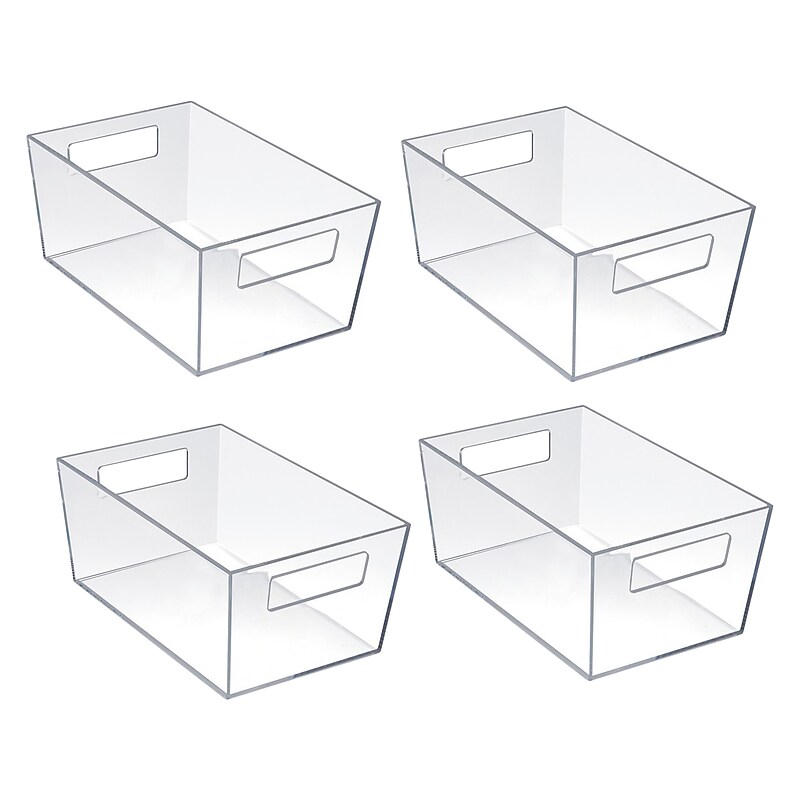 Azar Small Open Lid Storage Tote, Clear, 4/Pack (556233) image 1
