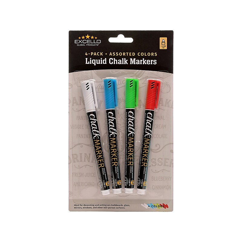 Excello Global Products Washable Chalk Marker, 1-2mm Tip, Assorted Colors (EGP-HD-0512-S) image 1