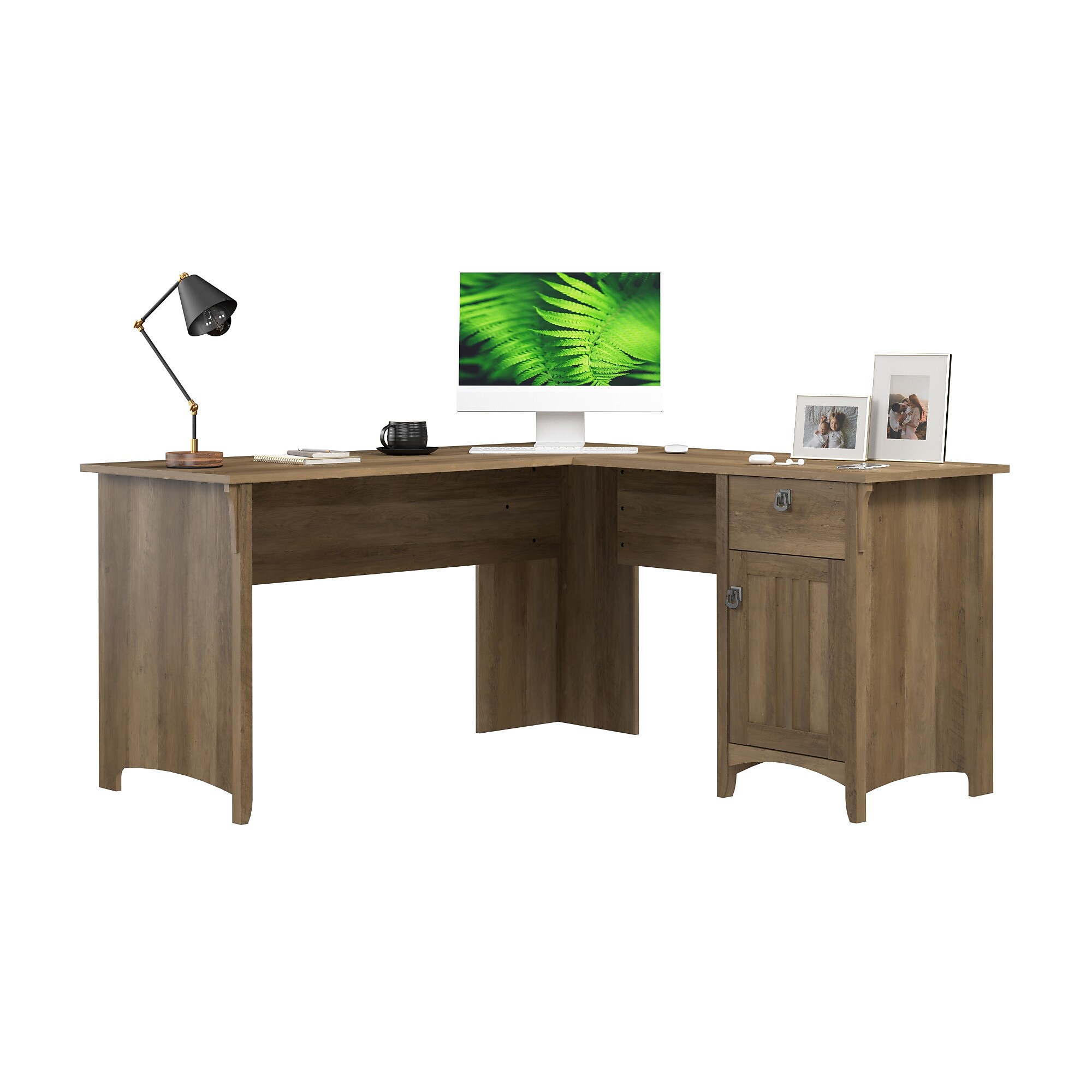 Bush Home Salinas 60W L Shaped Desk with Storage, Reclaimed Pine (SAD160RCP-03) Sansujyuku sansujyuku.com