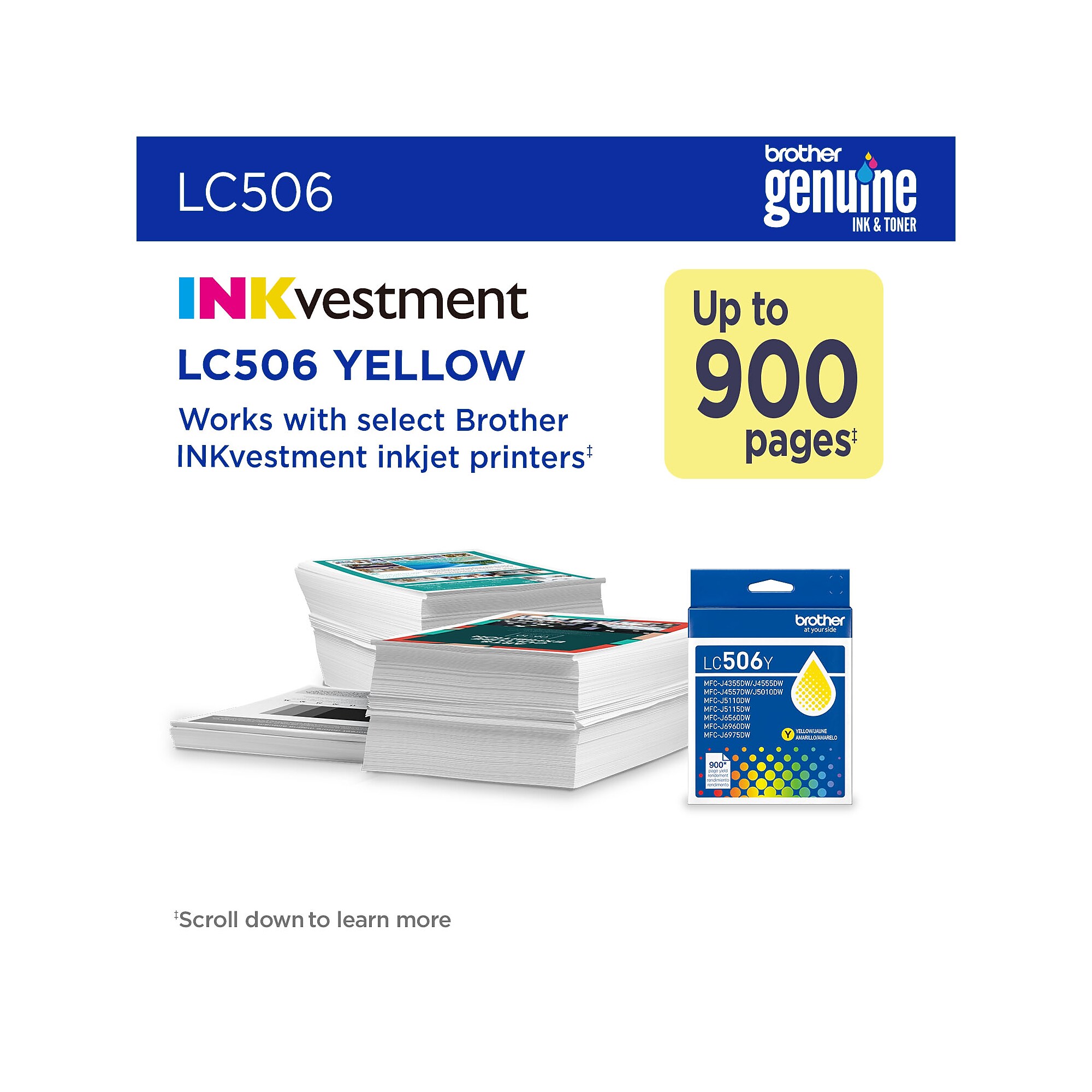 Brother LC506 Yellow Standard Yield Ink Cartridge, Prints Up to 900 Pages (LC506YS) Sansujyuku sansujyuku.com