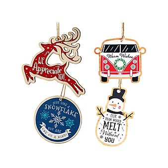 Baudville Ornaments, Assorted Colors, 4/Pack (92257)