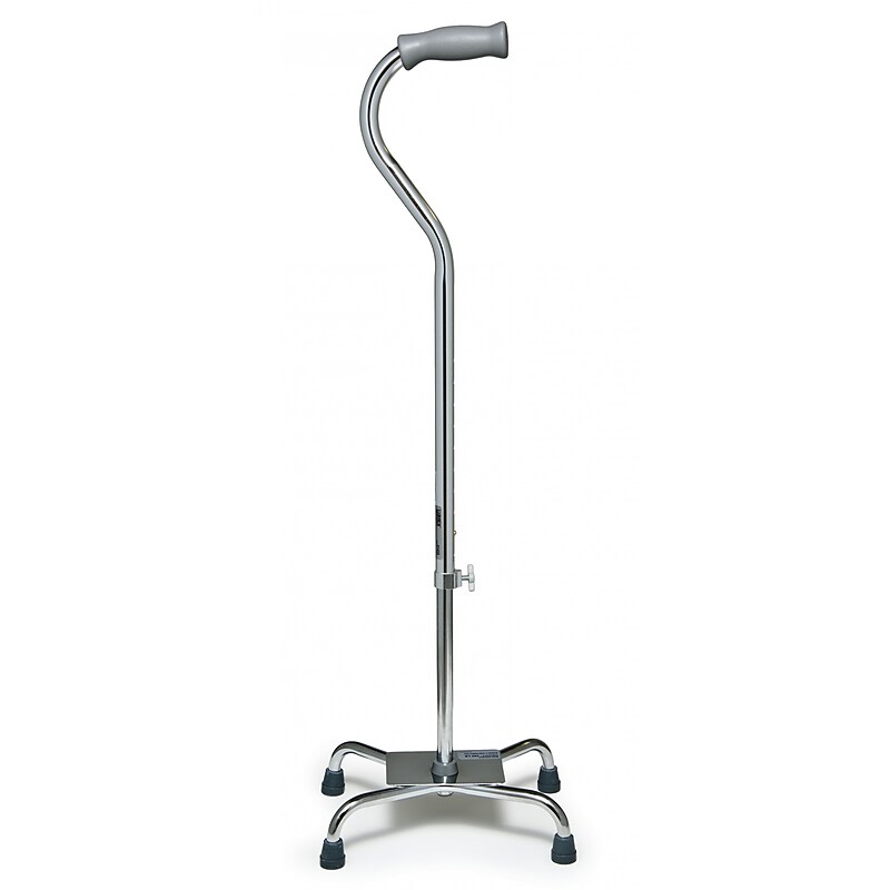 Lumex Silver Collection Adjustable Large Quad Offset Handle Standard Cane, Silver, 4/Carton (6140A) image 1