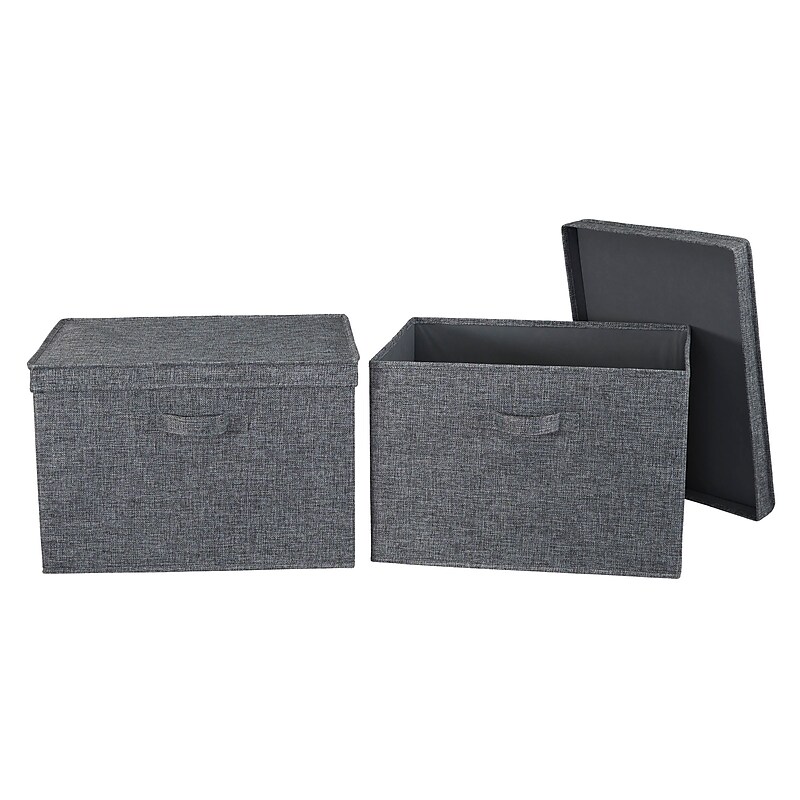 Household Essentials Large Stackable Folding Fabric Wide KD Storage Box, 12" x 18.5"x 15", 58 Qt., Gray, 2/Pack (7519-1) image 1