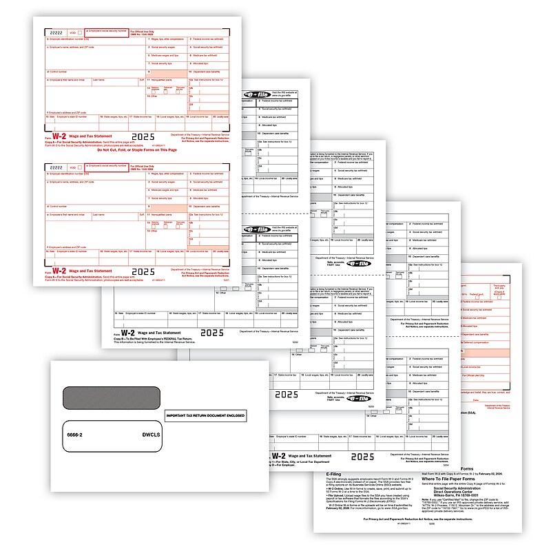 ComplyRight 2025 W-2 Tax Form, 6-Part, 2-Up, 50/Pack (5650E) image 1