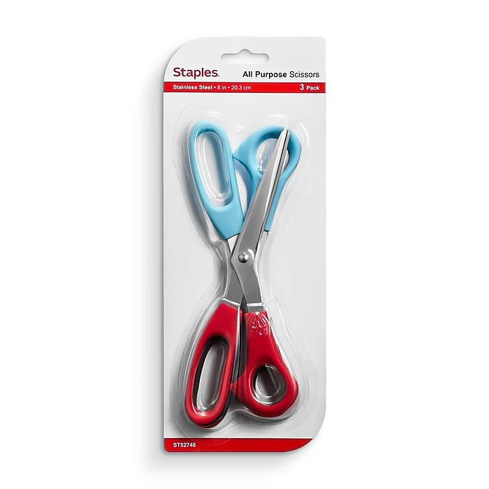 Staples Stainless Steel General Purpose Scissors, Pointed Tip