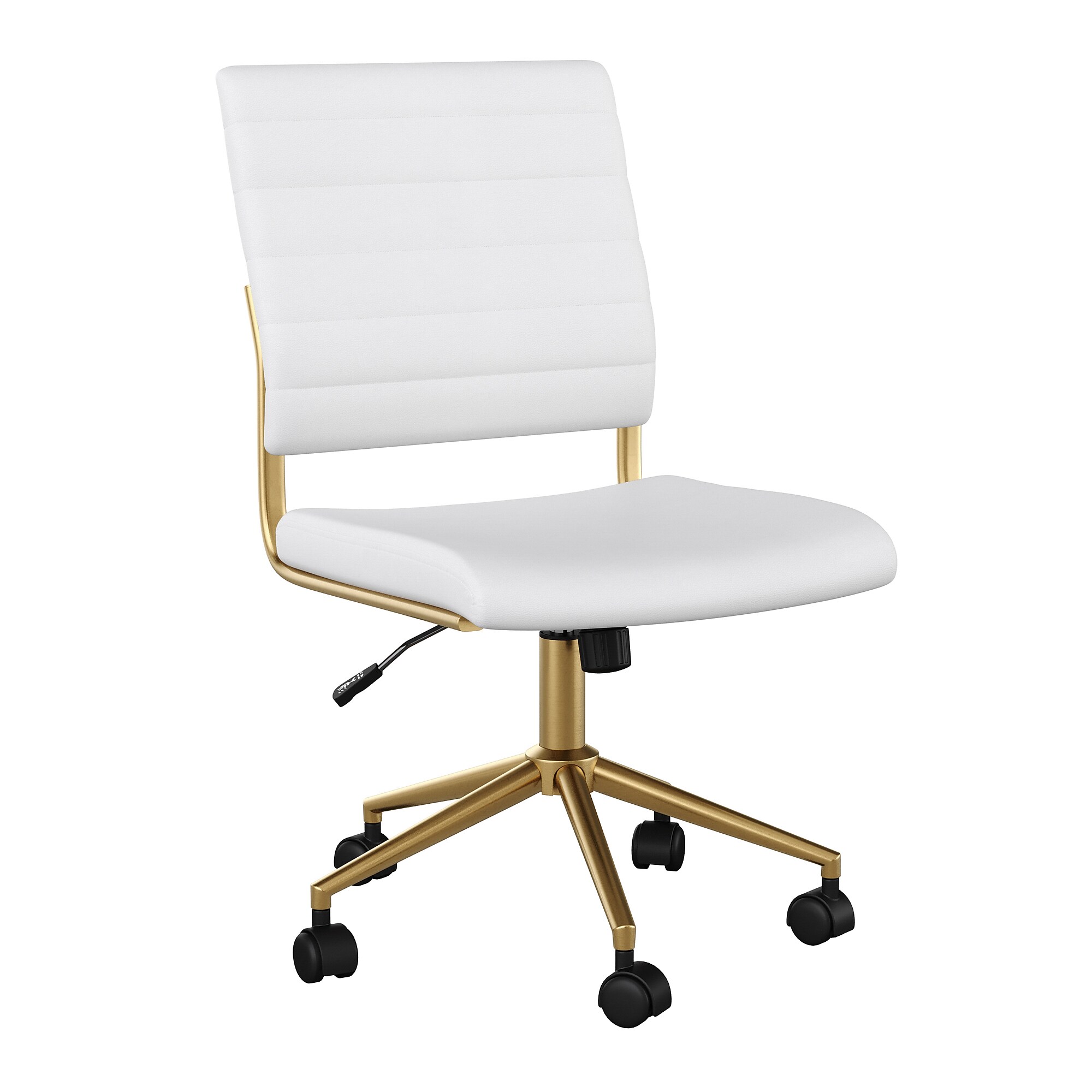 Martha Stewart Ivy Armless Faux Leather Swivel Office Chair, White/Polished Brass (CH2209211WHGLD) Sansujyuku sansujyuku.com