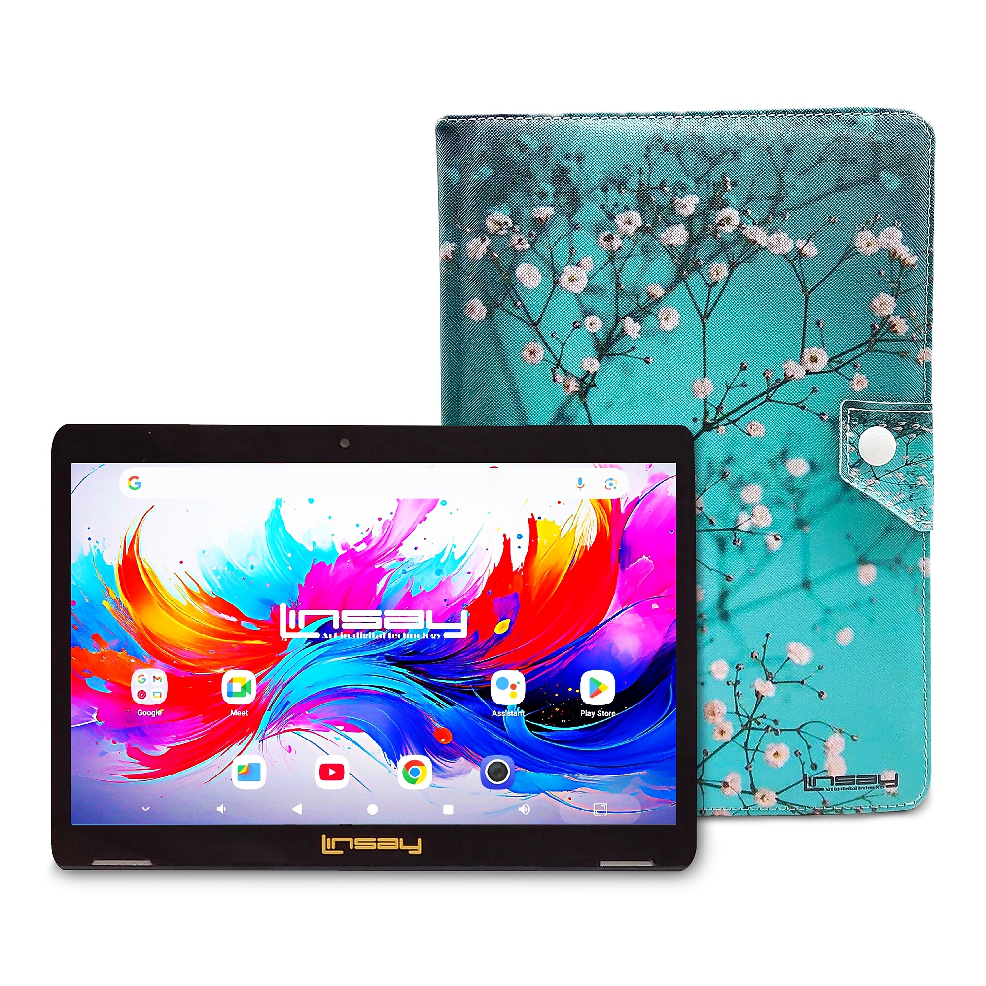 LINSAY F10 Series 10.1″ Tablet, Wi-Fi, Octa Core, 256GB eMMC, Android 15, Flowers Marble Case (F10IPGCFLPLUS) Sansujyuku sansujyuku.com
