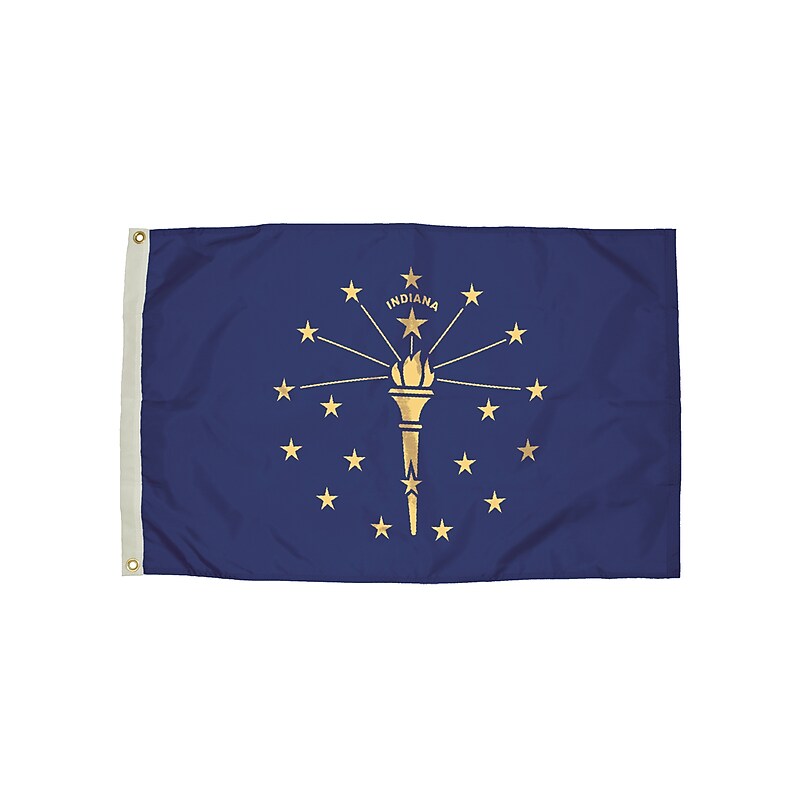 Flagzone Indiana Flag with Heading and Grommets, 3' x 5', Each image 1